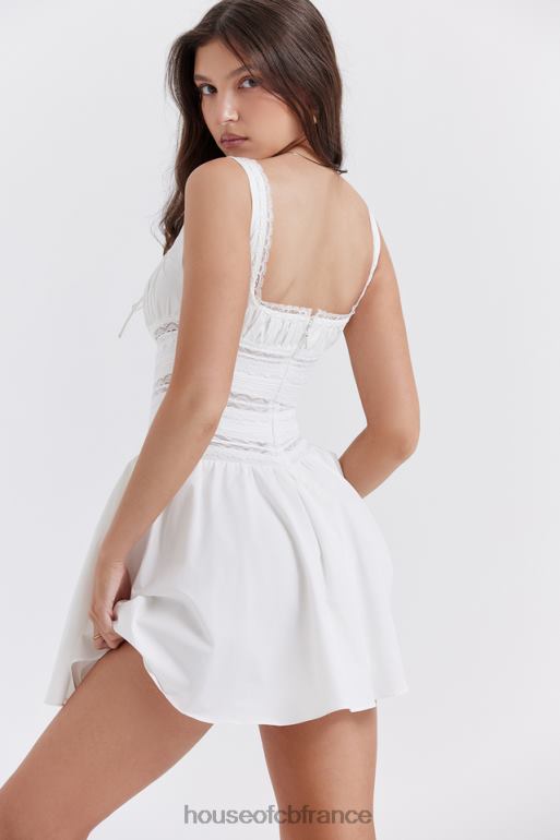 House of CB tiffani - robe courte à bordure en dentelle blanche N888H267 vêtements