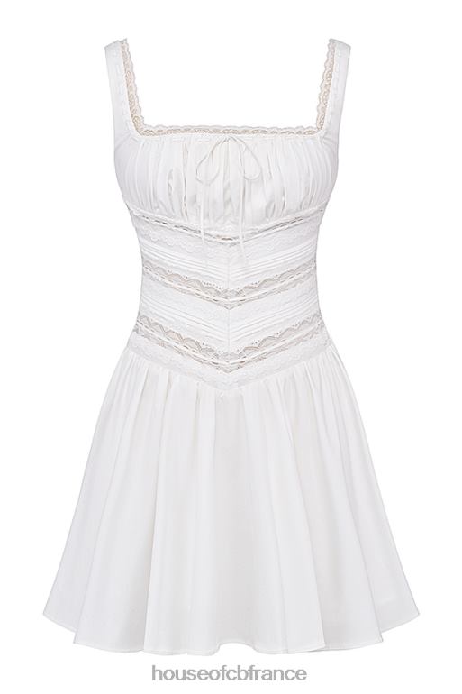 House of CB tiffani - robe courte à bordure en dentelle blanche N888H267 vêtements