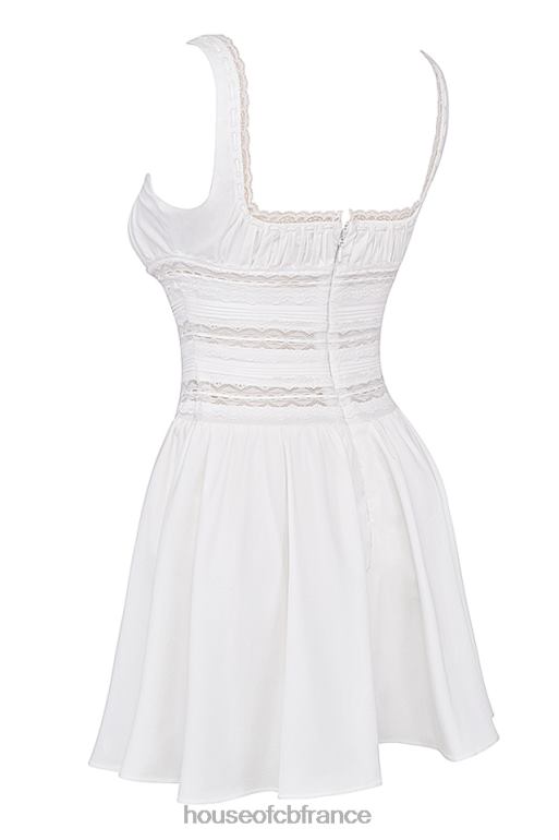 House of CB tiffani - robe courte à bordure en dentelle blanche N888H267 vêtements