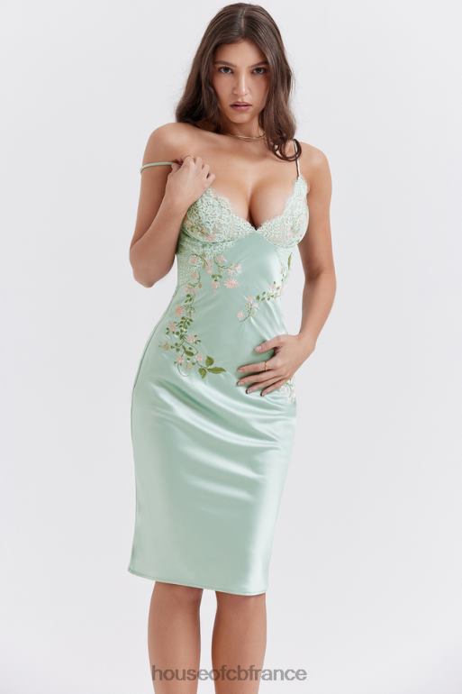 House of CB Fallon - Robe nuisette brodée en jade clair N888H240 vêtements