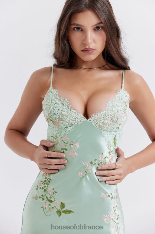 House of CB Fallon - Robe nuisette brodée en jade clair N888H240 vêtements