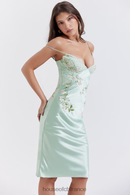 House of CB Fallon - Robe nuisette brodée en jade clair N888H240 vêtements