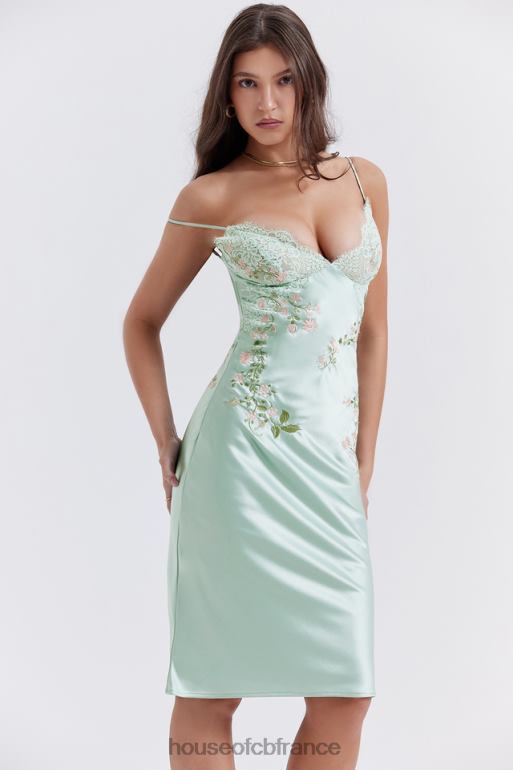 House of CB Fallon - Robe nuisette brodée en jade clair N888H240 vêtements