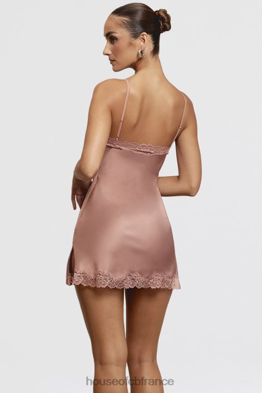House of CB nia rose - robe nuisette en satin et dentelle rose N888H369 vêtements