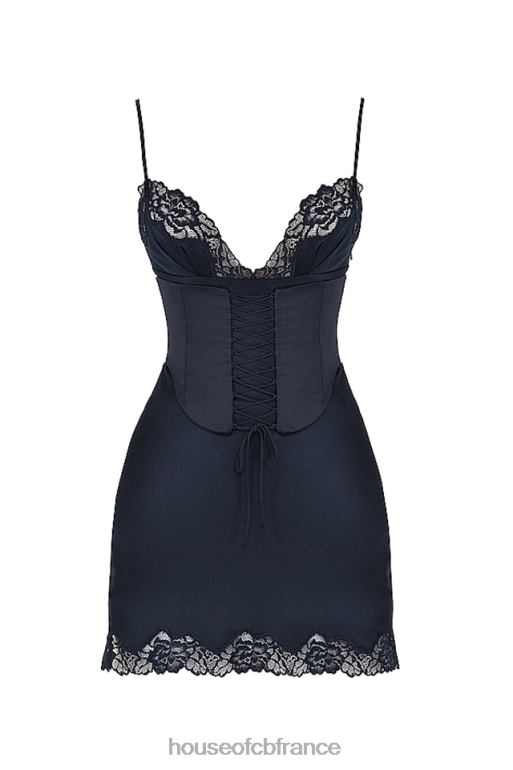 House of CB robe nuisette en satin bleu marine Soraya N888H372 vêtements