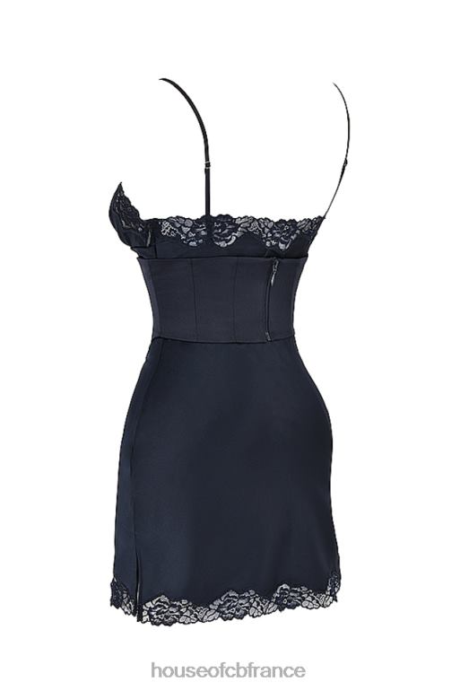 House of CB robe nuisette en satin bleu marine Soraya N888H372 vêtements