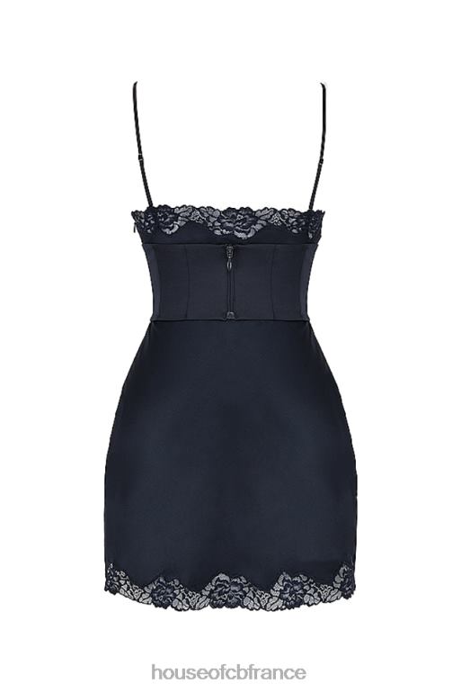 House of CB robe nuisette en satin bleu marine Soraya N888H372 vêtements