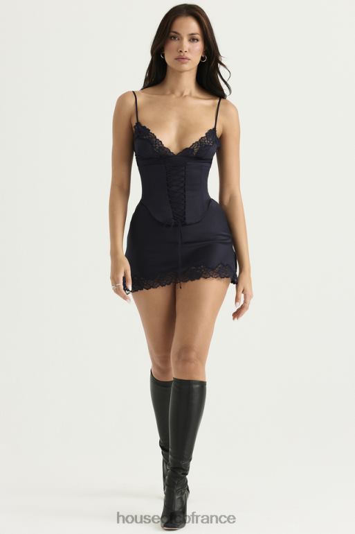 House of CB robe nuisette en satin bleu marine Soraya N888H372 vêtements
