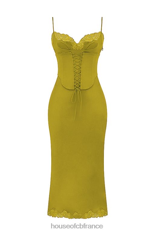 House of CB robe nuisette en satin chartreuse salma N888H288 vêtements