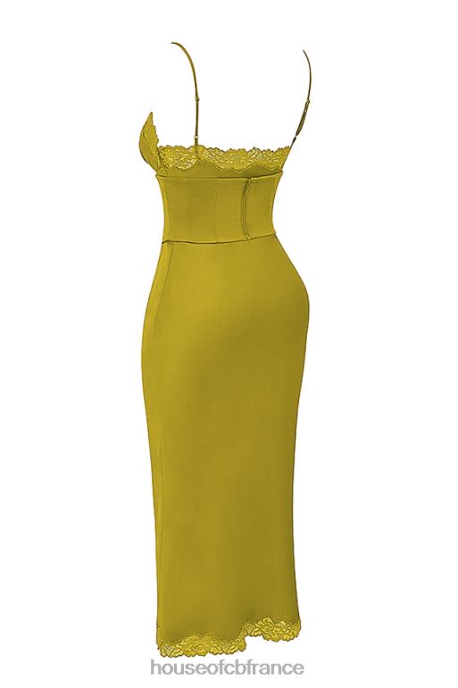 House of CB robe nuisette en satin chartreuse salma N888H288 vêtements