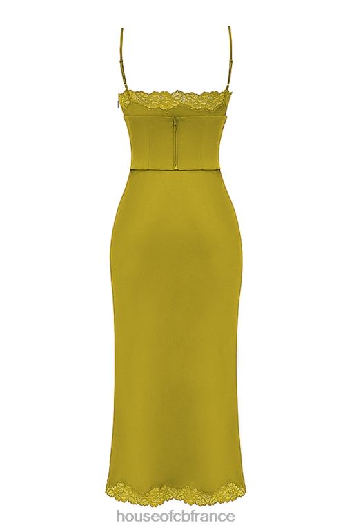House of CB robe nuisette en satin chartreuse salma N888H288 vêtements