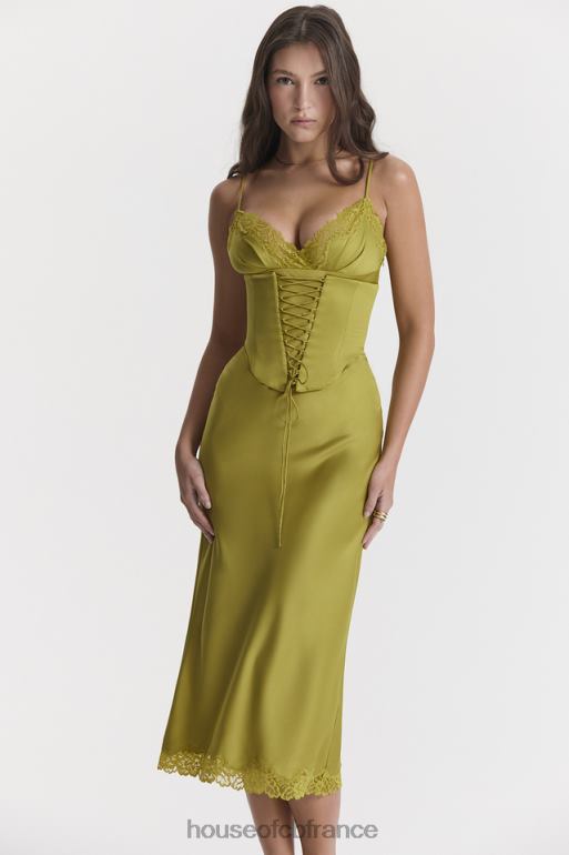 House of CB robe nuisette en satin chartreuse salma N888H288 vêtements