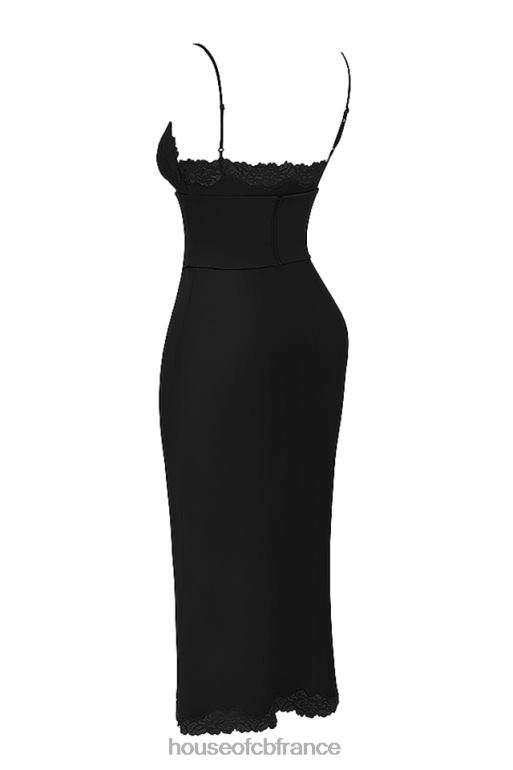House of CB robe nuisette en satin noir salma N888H283 vêtements