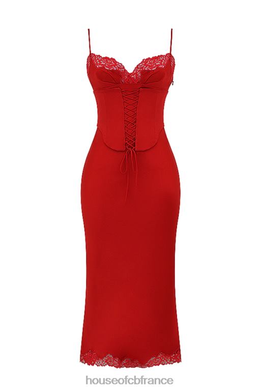 House of CB robe nuisette en satin rose rouge salma N888H293 vêtements