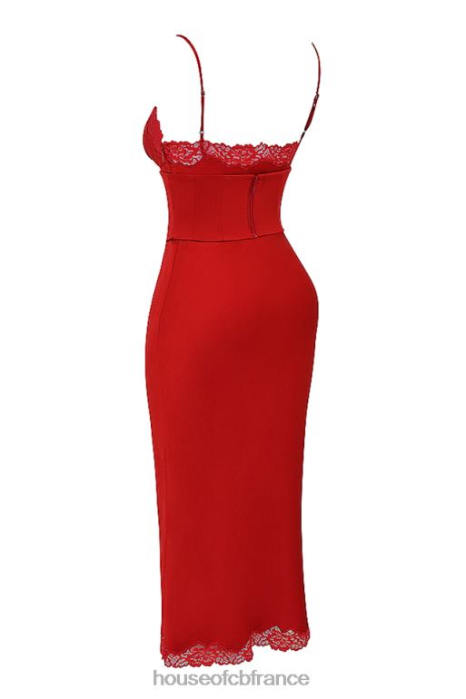 House of CB robe nuisette en satin rose rouge salma N888H293 vêtements