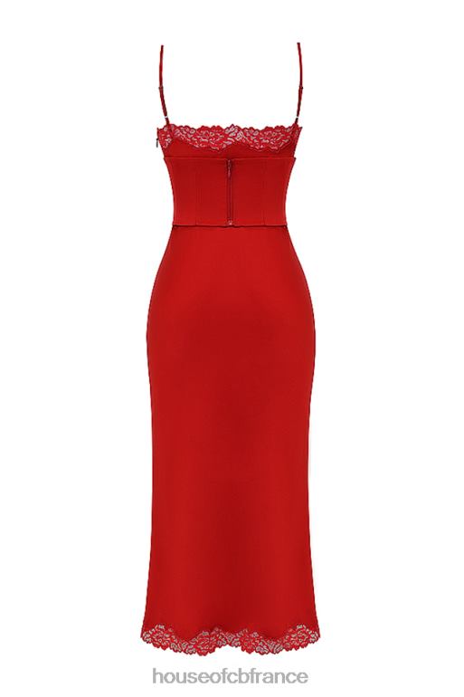 House of CB robe nuisette en satin rose rouge salma N888H293 vêtements
