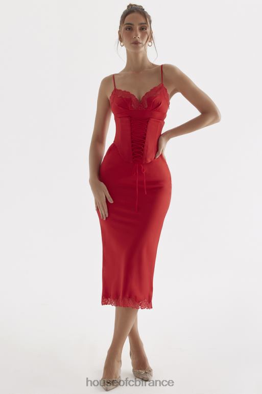 House of CB robe nuisette en satin rose rouge salma N888H293 vêtements