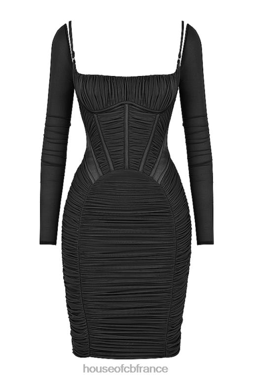 House of CB Freyja robe corset froncée noire N888H526 vêtements