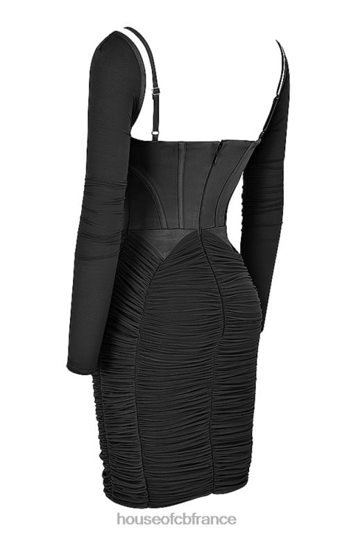 House of CB Freyja robe corset froncée noire N888H526 vêtements