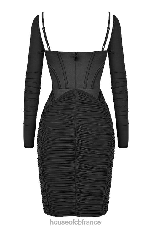 House of CB Freyja robe corset froncée noire N888H526 vêtements