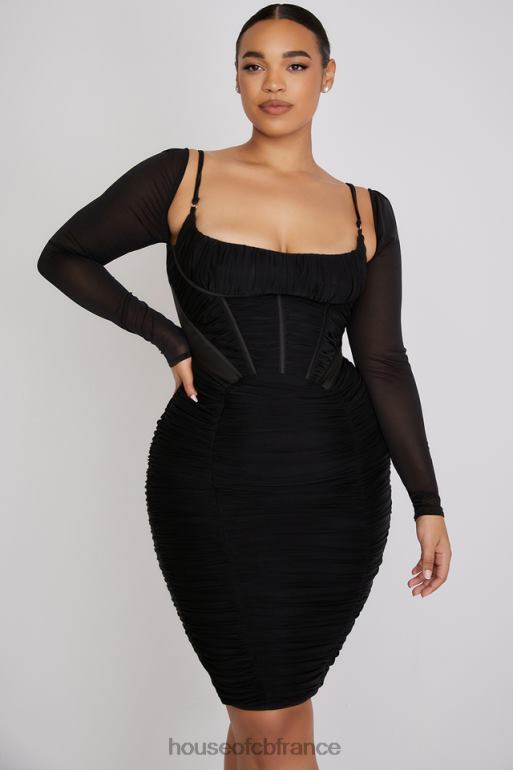 House of CB Freyja robe corset froncée noire N888H526 vêtements