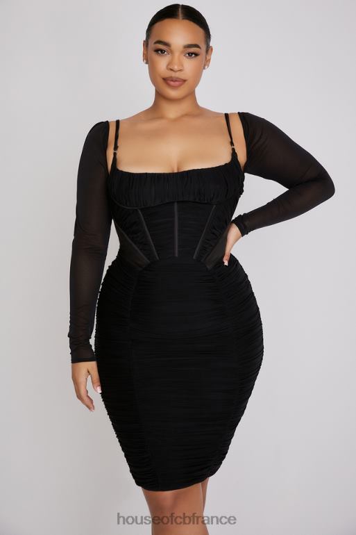 House of CB Freyja robe corset froncée noire N888H526 vêtements
