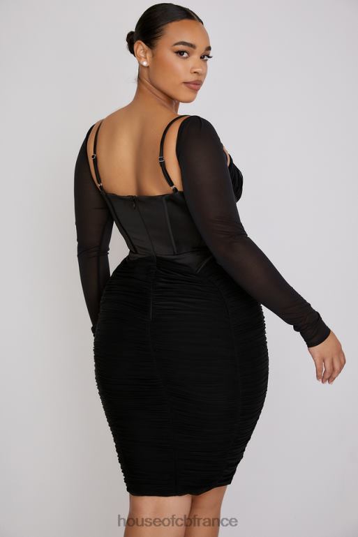 House of CB Freyja robe corset froncée noire N888H526 vêtements