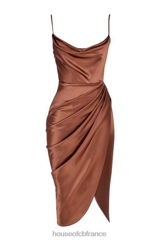 House of CB Reva - Robe corset à balconnet en satin caramel N888H535 vêtements