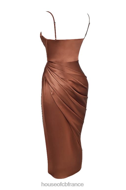 House of CB Reva - Robe corset à balconnet en satin caramel N888H535 vêtements