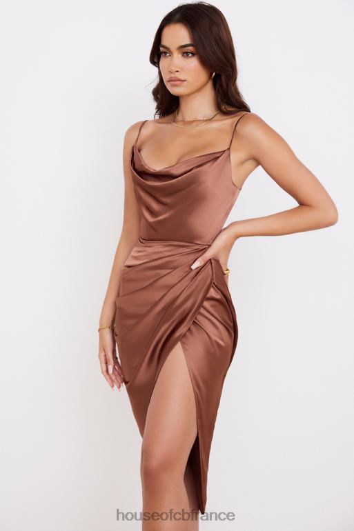 House of CB Reva - Robe corset à balconnet en satin caramel N888H535 vêtements