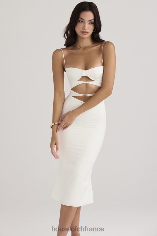 House of CB Robe corset à découpes en satin ivoire Amalia N888H450 vêtements
