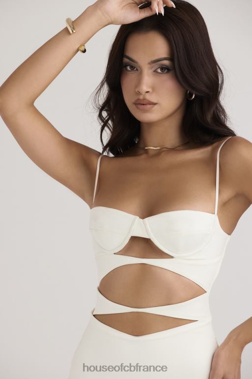 House of CB Robe corset à découpes en satin ivoire Amalia N888H450 vêtements