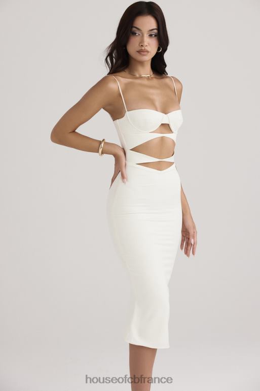 House of CB Robe corset à découpes en satin ivoire Amalia N888H450 vêtements