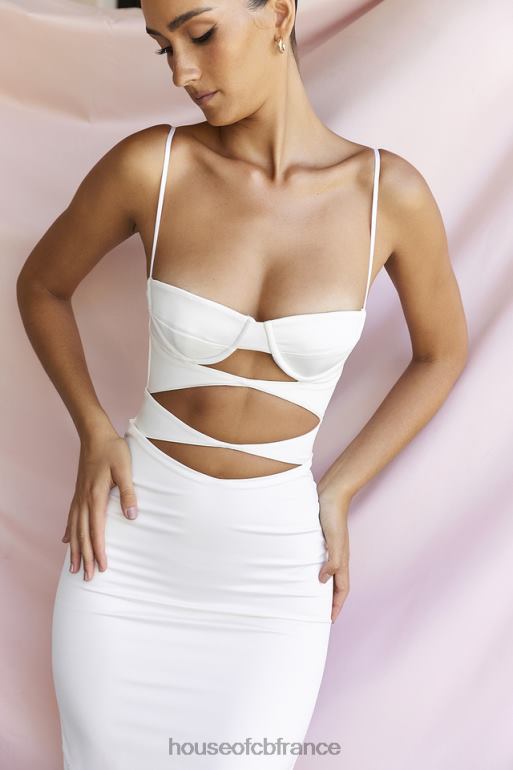 House of CB Robe corset à découpes en satin ivoire Amalia N888H450 vêtements
