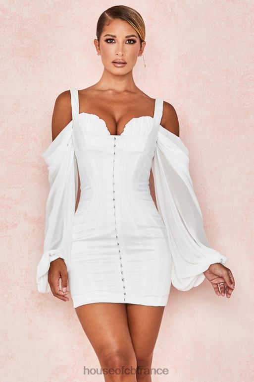 House of CB robe corset blanche eva avec manches blouson N888H611 vêtements