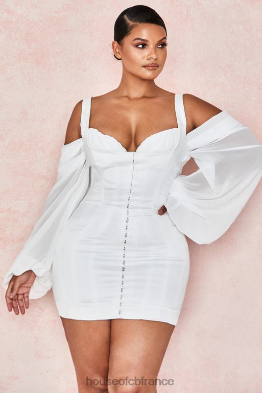 House of CB robe corset blanche eva avec manches blouson N888H611 vêtements