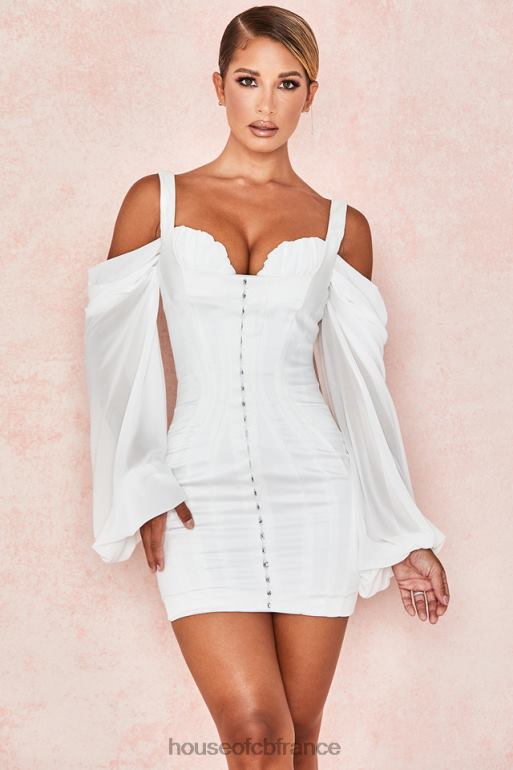 House of CB robe corset blanche eva avec manches blouson N888H611 vêtements