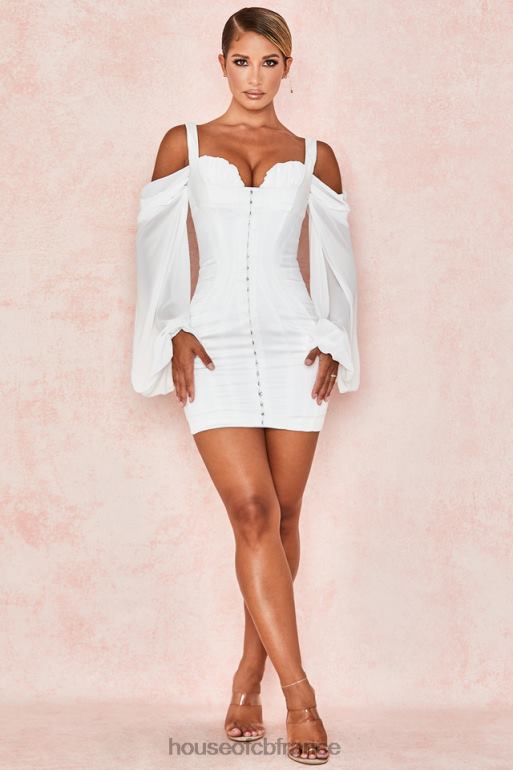 House of CB robe corset blanche eva avec manches blouson N888H611 vêtements