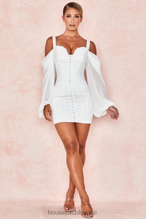 House of CB robe corset blanche eva avec manches blouson N888H611 vêtements
