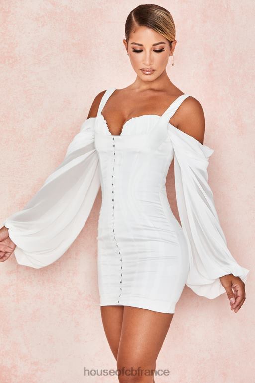 House of CB robe corset blanche eva avec manches blouson N888H611 vêtements