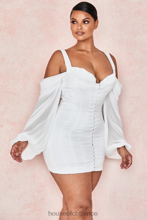 House of CB robe corset blanche eva avec manches blouson N888H611 vêtements