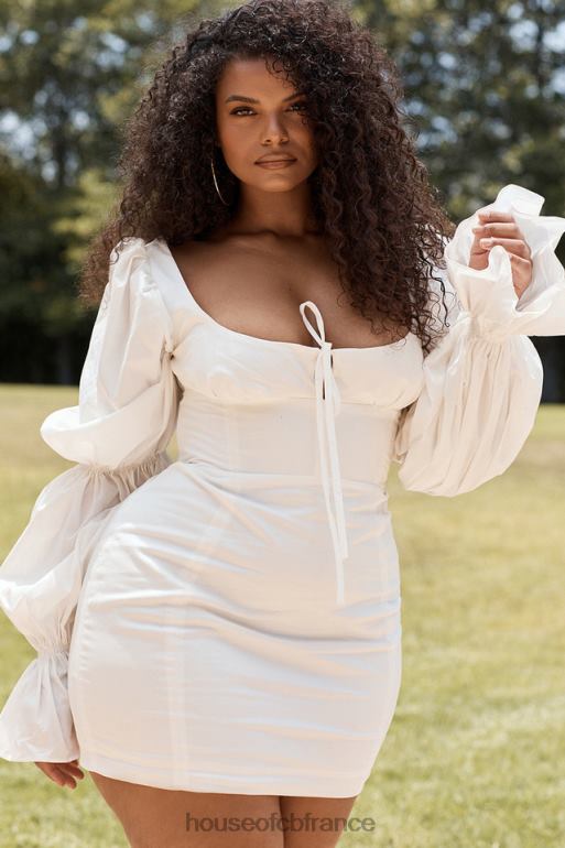 House of CB robe corset blanche à manches bouffantes Elsie N888H613 vêtements