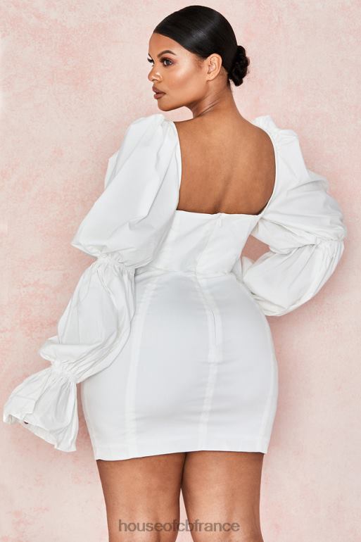 House of CB robe corset blanche à manches bouffantes Elsie N888H613 vêtements