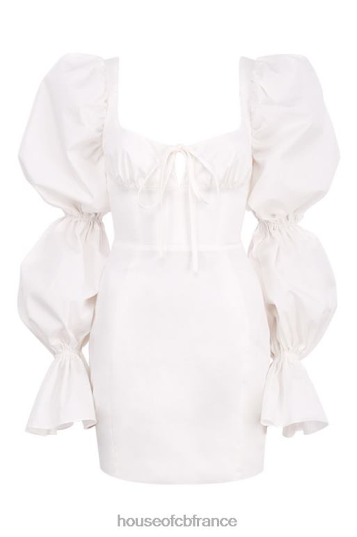 House of CB robe corset blanche à manches bouffantes Elsie N888H613 vêtements