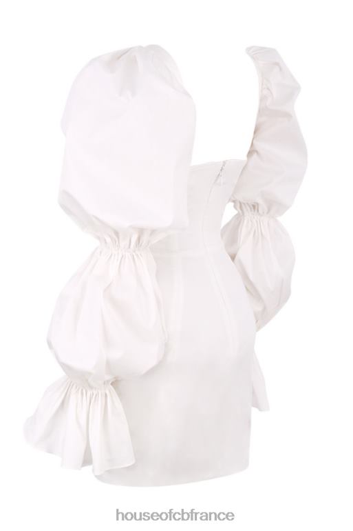 House of CB robe corset blanche à manches bouffantes Elsie N888H613 vêtements