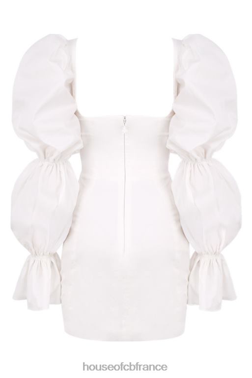House of CB robe corset blanche à manches bouffantes Elsie N888H613 vêtements