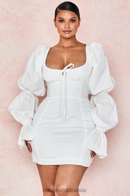 House of CB robe corset blanche à manches bouffantes Elsie N888H613 vêtements