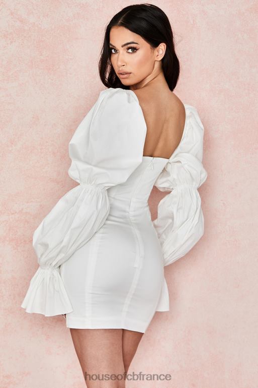 House of CB robe corset blanche à manches bouffantes Elsie N888H613 vêtements
