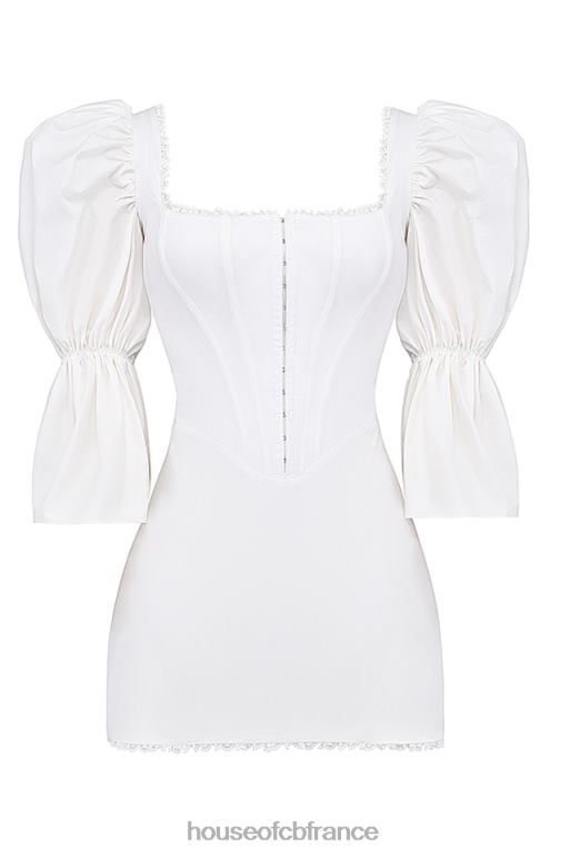 House of CB robe corset blanche à manches bouffantes Matilda N888H204 vêtements