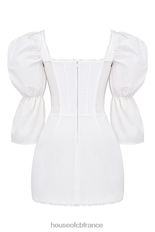House of CB robe corset blanche à manches bouffantes Matilda N888H204 vêtements